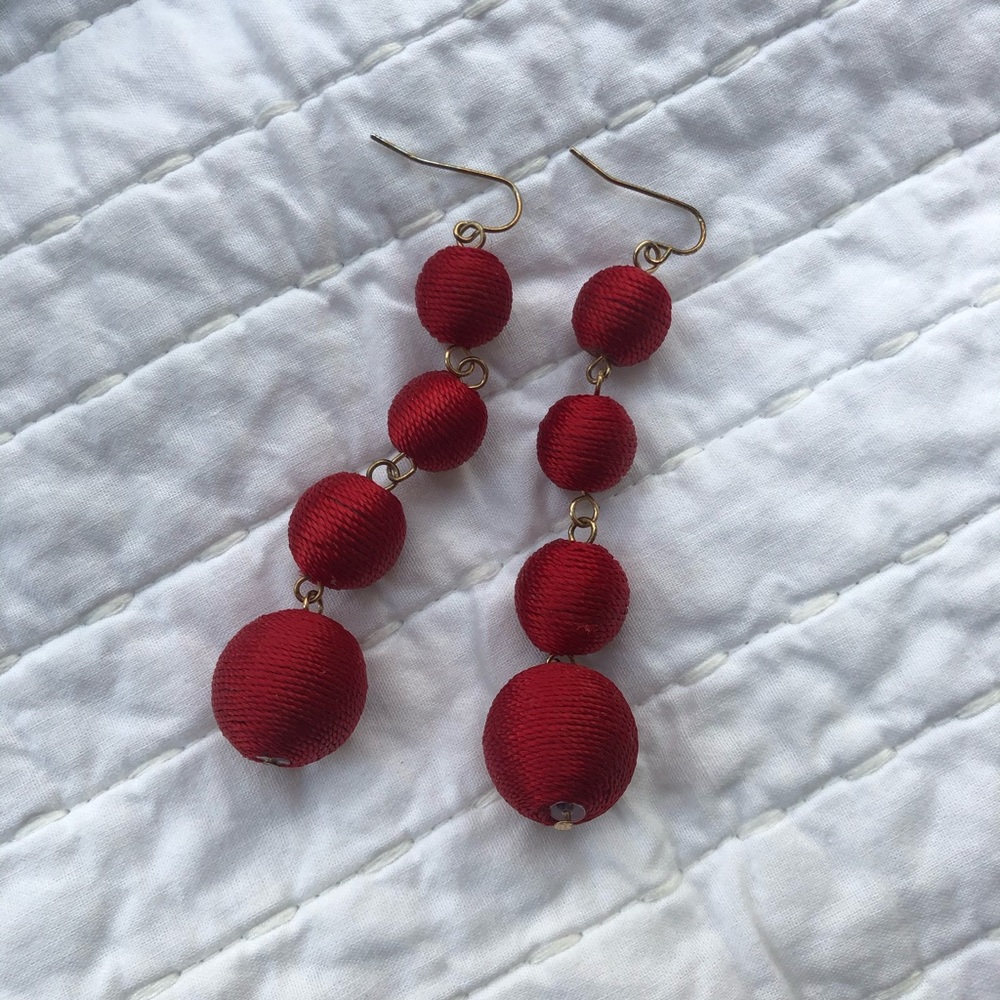JCrew red, drop earrings